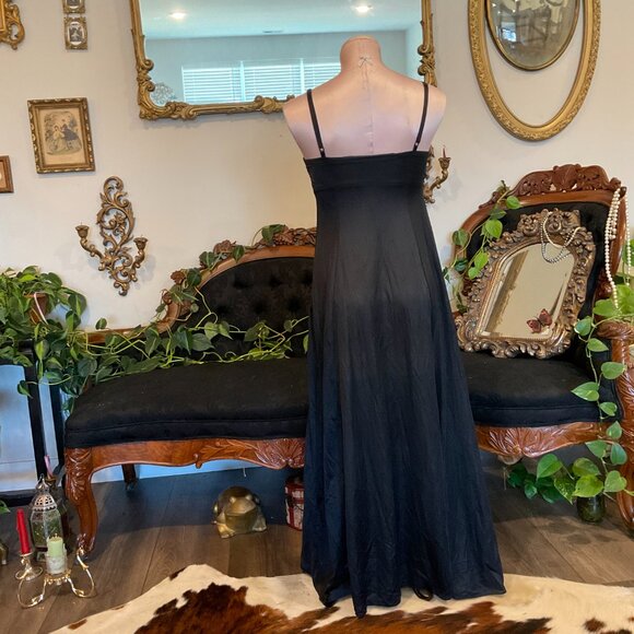 Vintage Olga Floral Lace Bodice Nightgown Sleeeveless Size 32 Black - Picture 6 of 9